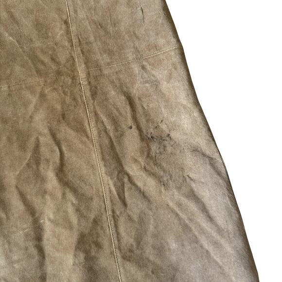 Vintage COUNTRY SHOP Genuine Leather Suede Beige Tan Maxi Skirt Women's Size 10 - Picture 3 of 6